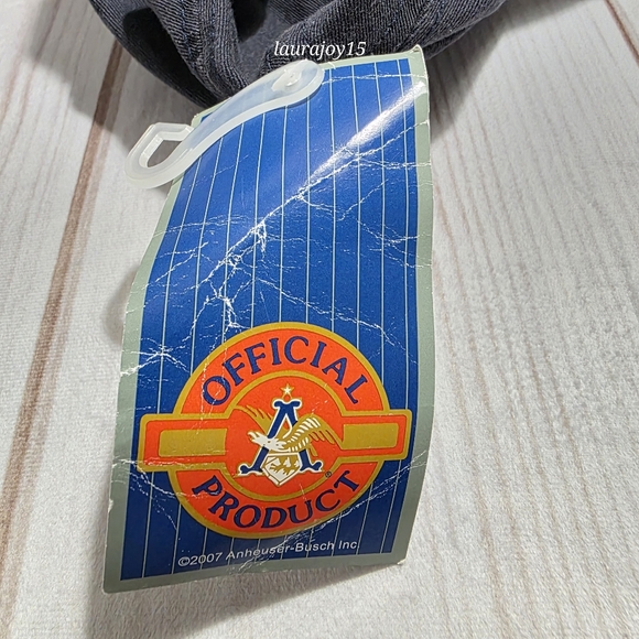 Budweiser Flex Hat Blue Gold Distressed NOS Drew Pearson Script Embroidery 2007 - Picture 7 of 8